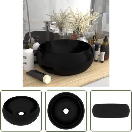 The Living Store Razkošen umivalnik okrogel mat črn 40x15 cm keramičen - Razkošen Umivalnik, (21744804) Cene