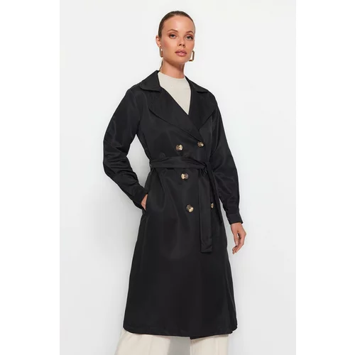Trendyol Trench Coat - Black - Double-breasted