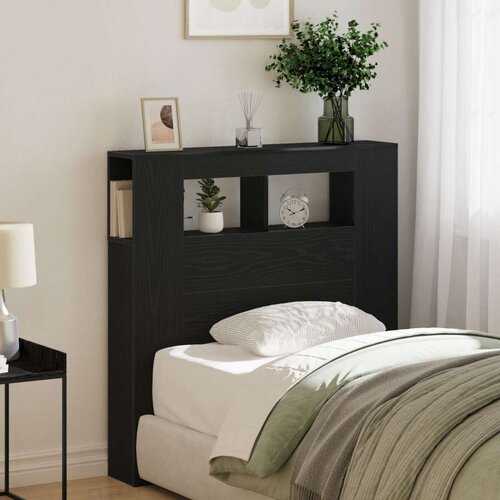  Uzglavlje za pohranu s LED svjetlima Crni hrast 100x18 5x103 5 cm Cijene