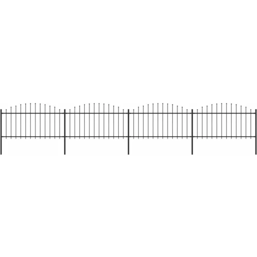 vidaXL vrtna ograja s koničastimi vrhovi jeklo (1,25-1,5)x6,8 m črna