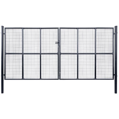 VidaXL mrežasta vrtna vrata od pocinčanog čelika 400 x 200 cm siva Slike