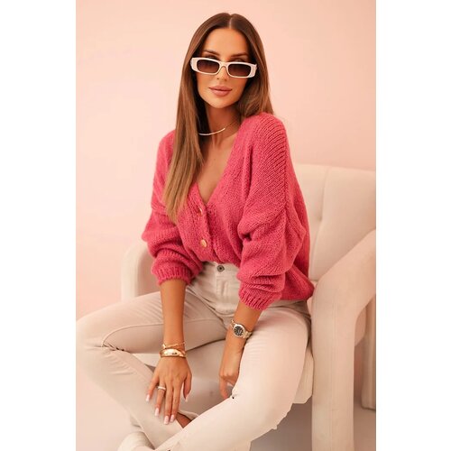 Kesi Włoski Women&amp;#039;s sweater with a V-neck and buttons purple Slike