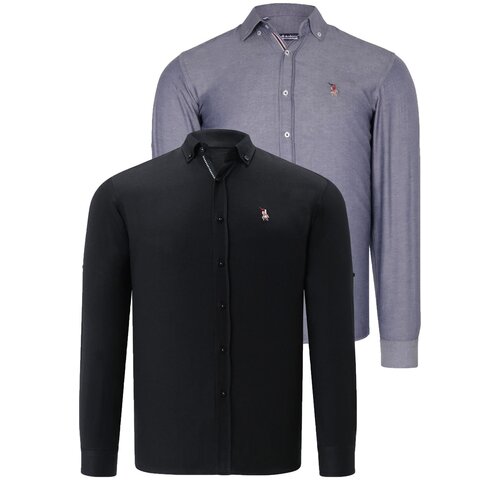 Dewberry DUAL SET G674 MENS SHIRT-BLACK-DENIM BLUE Slike