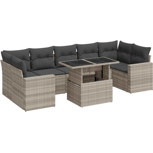 Maison Chic Seti vrtnega pohištva - Vrtna garnitura - Vrtni pohištvo set 8-delna z blazinami sv. siv poli ratan, (21804746) Cene