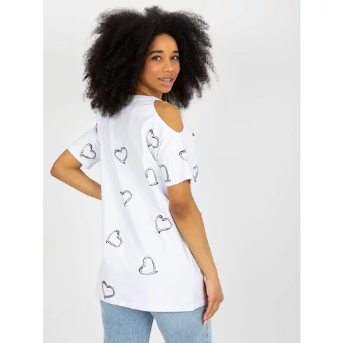 Fashion Hunters White cotton blouse with heart print