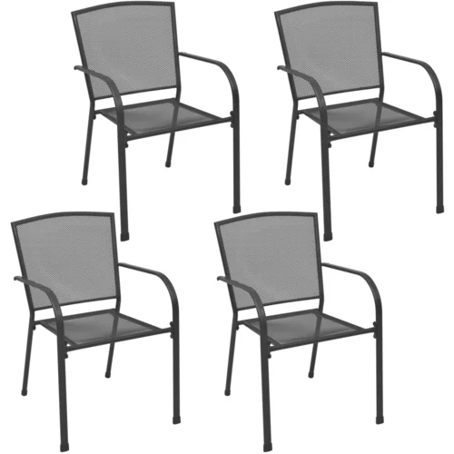  Zunanji stoli 4 kosi mrežast dizajn antracitno jeklo