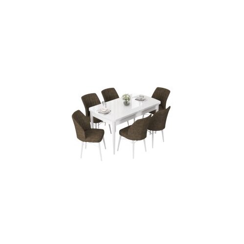 Hanah home set trpezarijski sto i 6 stolica nef white brown Cene