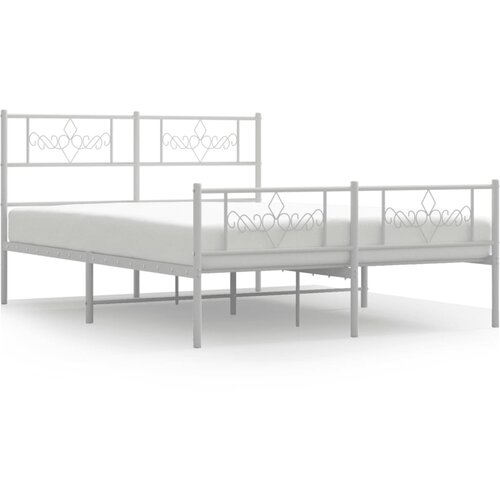  Metalni okvir kreveta uzglavlje i podnožje bijeli 120x200 cm Slike