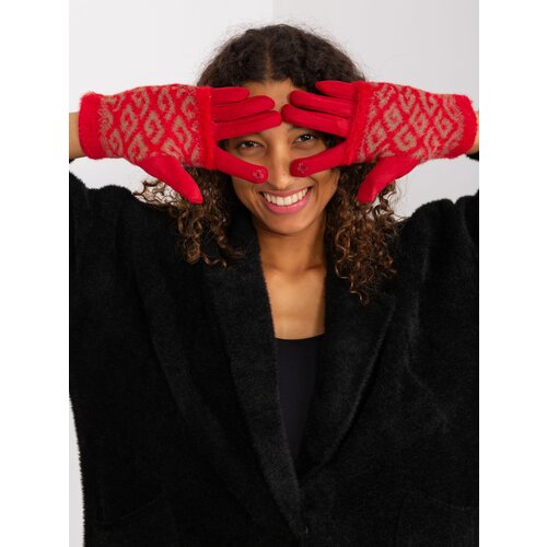 Fashion Hunters Red touch gloves with overlay Cene