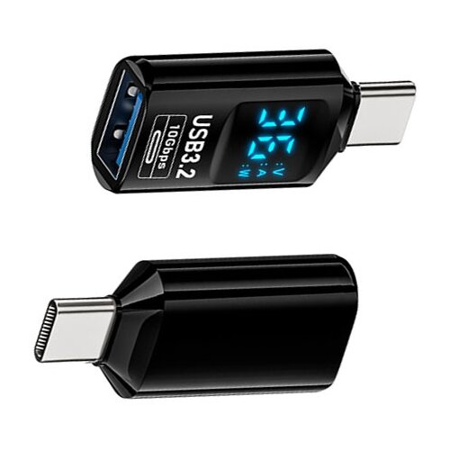 INF USB-A ženski na Type-C moški adapter s prikazovalnikom – 2 kosa, črna, (5000291415) Cene