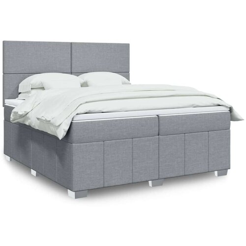 VidaXL Krevet s oprugama i madracem svjetlosivi 200 x 200cm od tkanine Slike