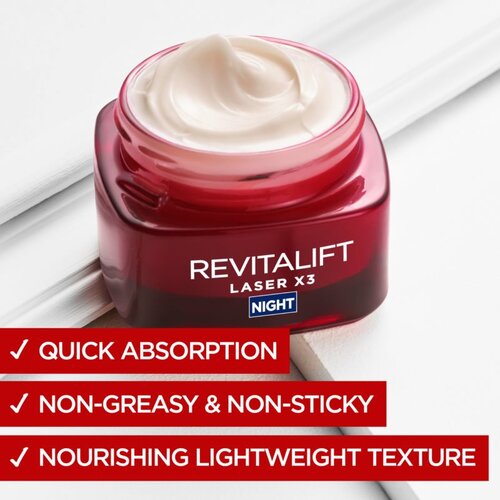 L&amp;acute;Or&amp;eacute;al Paris Revitalift Laser X3 noćna krema za regeneraciju protiv starenja lica 50 ml Slike