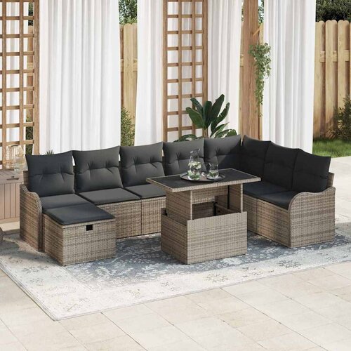  Sjedeća garnitura za vrt 9 kom. poliratan 287,5 x 122,5 x 85 cm Slike