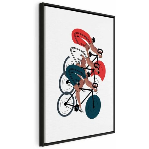  Slika - Cycling Race. Competitors on a Light Background - Illustration 40x60 U crnom drvenom okviru Cene