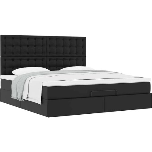 vidaXL Otomanski posteljni okvir z vzmetnico črn 160x200 cm um. usnje Cene