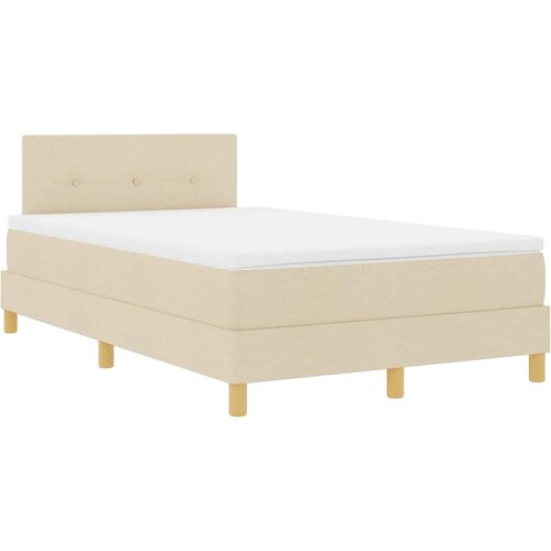  LED Box Spring Krevet s LED trakama Krema 120 x 190 cm tkanina Slike