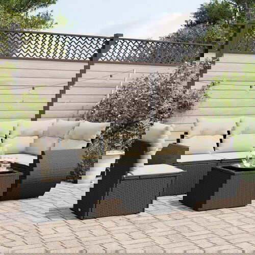 vidaXL 6-dijelni set vrtnih sofa s jastucima crni od poliratana Cijene