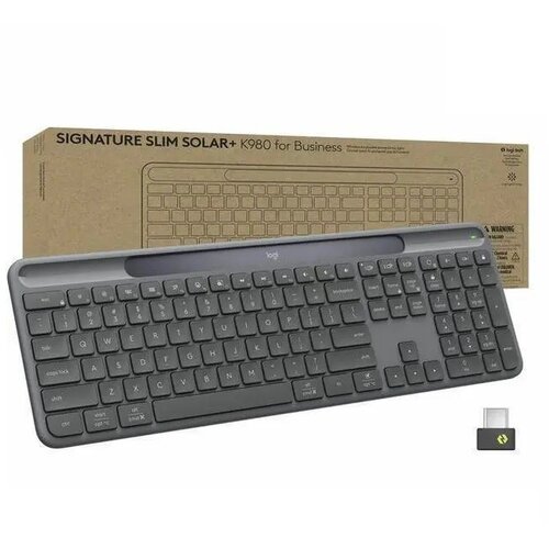 Logitech Signature Slim Solar+ wireless keyboard K980, Graphite, for Business Cene