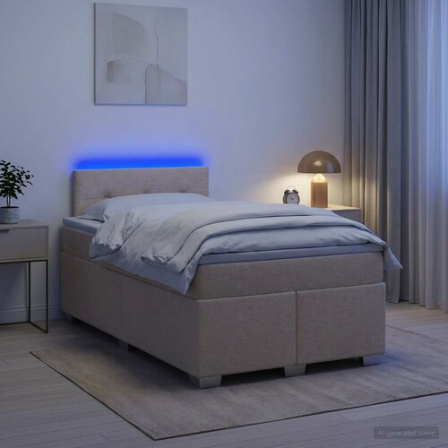  Krevet s box springom, madracem i LED-om Krem 120 x 190 cm Cijene