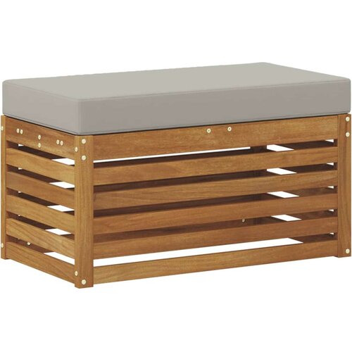  Vanjska stolica klupa s jastukom Prirodna 80 x 43 x 37 cm - Prirodna i svijetlo siva 80 cm Zatvoren prostor za noge Slike