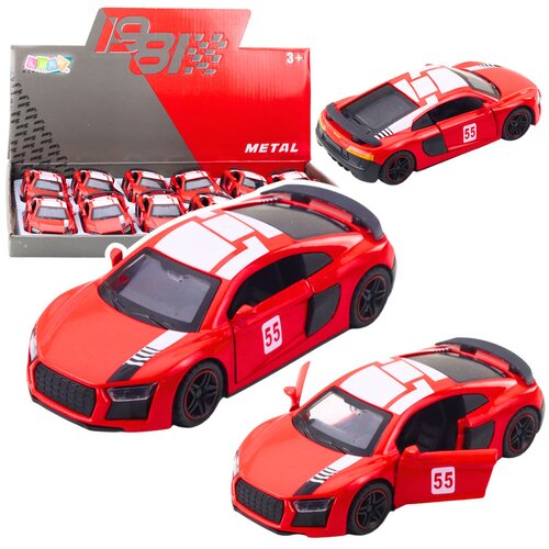 SPORTS Car Metal Pull Back Lights Sounds Red 1:43 Cene