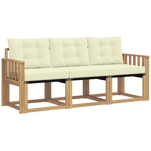 vidaXL Zunanja garnitura za sedenje z blazino 3 pcs Bela in krem, (5000280521) Cene