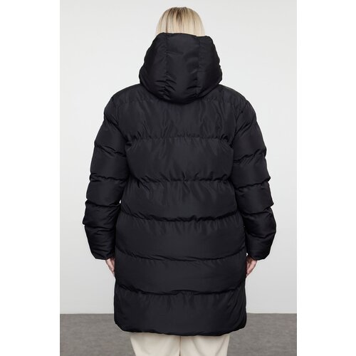Trendyol Curve Black Regular Fit Contrast Lining Detailed Long Puffer Parka Coat Cene
