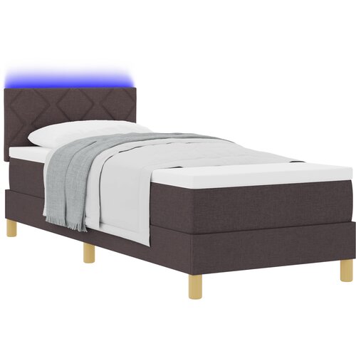 vidaXL Postelja s box spring z vzmetnico & LED temno rjava 80x200 cm tkanina, (22082773) Cene