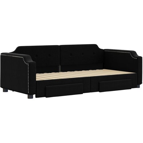  Dnevni krevet na razvlačenje s ladicama crni 100x200 cm tkanina Slike
