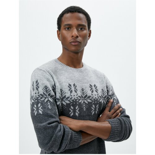 Koton Acrylic Blend Sweater Crew Neck Ethnic Patterned Cene