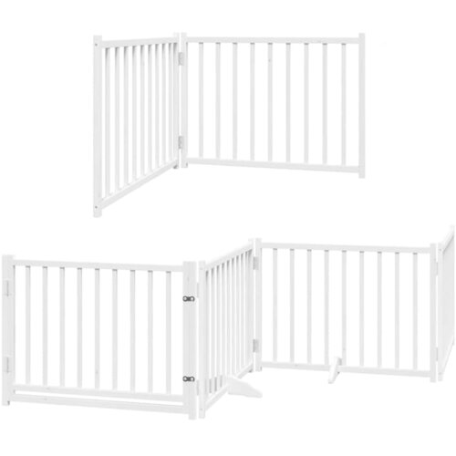  Vrata za pse s vrata&amp;scaron;cima 6 panela sklopiva 480 cm drvo topole Bijela 80 x 60 x 2 cm Slike