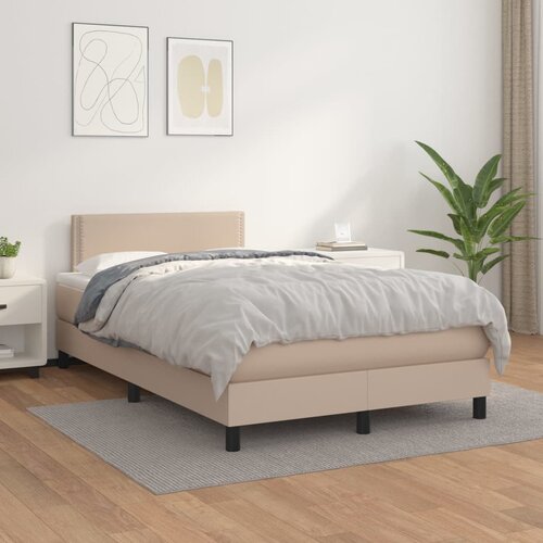 VidaXL Box spring postelja z vzmetnico kapučino 120x200cm umetno usnje, (20723585) Slike