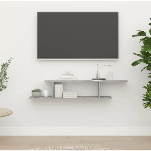 Zidna TV polica siva boja betona 125 x 18 x 23 cm od iverice