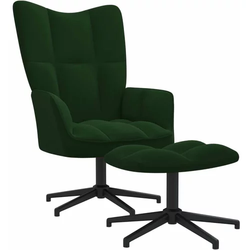  Stol za sproščanje s stolčkom temno zelen žamet, (20957996)