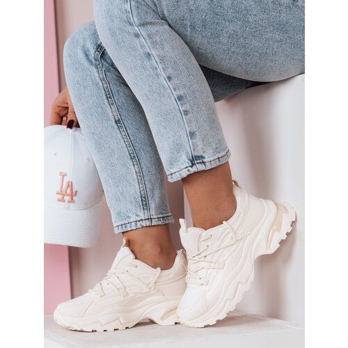 DStreet Sneakersy damskie na grubszej podeszwie SOFTLACE beżowy Slike