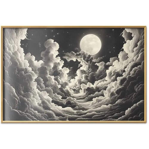  Plakat Moon and Stars Singing Among the Great Clouds 90x60 Zlatni okvir Slike