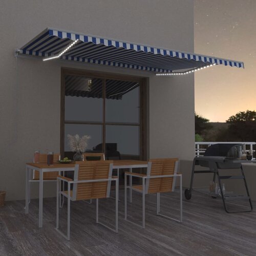 VidaXL Ročno zložljiva tenda z LED lučmi 500x350 cm modra in bela Slike
