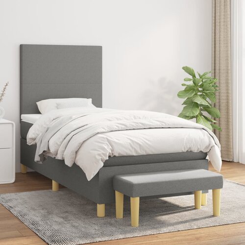 The Living Store Box spring postelja z vzmetnico temno siva 100x200 cm blago - Box Spring Postelja, (21520443) Slike