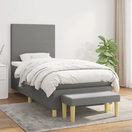 The Living Store Box spring postelja z vzmetnico temno siva 100x200 cm blago - Box Spring Postelja, (21520443)