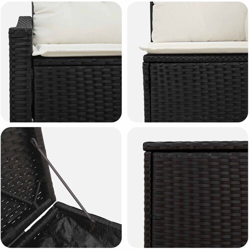  Set sofe 7 pcs Crna i krem-bijela Poli Rattan i čelik Slike