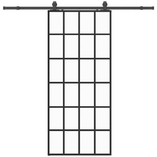  Klizna vrata s priborom crna 90 x 205 cm od ESG stakla Slike