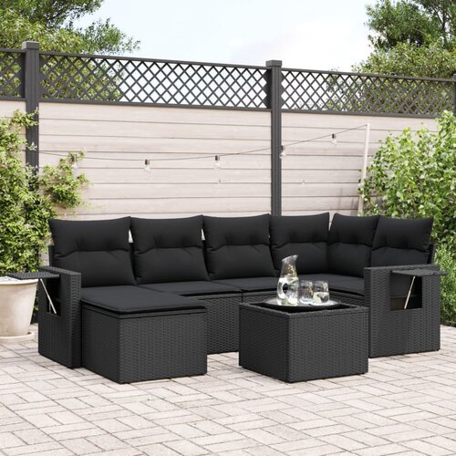 vidaXL 7-dijelni set vrtnih sofa od poliratana s jastucima crni Cijene