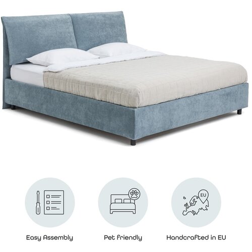 Bonami Selection Plavi tapecirani bračni krevet s podnicom i prostorom za odlaganje 180x200 cm Myra Pillow &amp;ndash; Slike