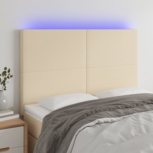 The Living Store LED posteljno vzglavje krem 144x5x118/128 cm blago - LED Vzglavje, (21660399) Cene