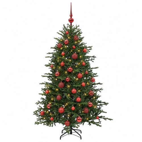  Umjetno božićno drvce s kuglicom 120 cm 150 LED lampica - 120 cm s LED-ima i crvenim lopticama Slike
