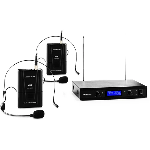 Auna Pro VHF-400 DUO 2, 2-kanalni VHF bežični mikrofonski set, 1 x prijemnik, 2 x headset mikrofon