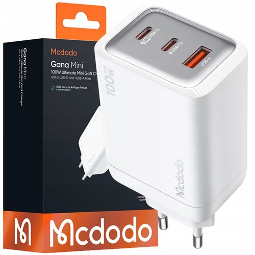 McDodo STENSKI POLNILEC CUBE 3X USB-C PD USB 100W BELA, (5000337881) Slike