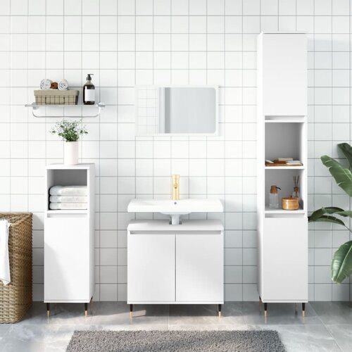 The Living Store Kopalni&amp;scaron;ka omarica bela 58x33x60 cm inženirski les - Kopalni&amp;scaron;ka Omarica, (21436694) Slike