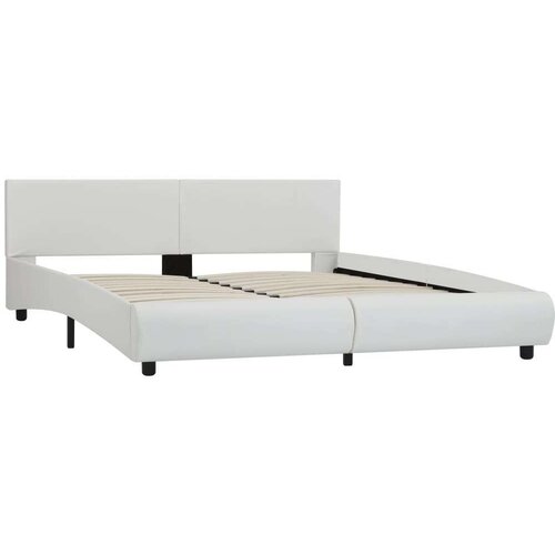  Posteljni okvir LED belo umetno usnje 160x200 cm Cene