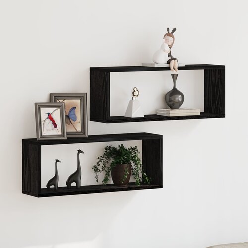 vidaXL Stenske police Set 2 Črn hrast Inženirski les 60 x 15 x 23 cm Cene